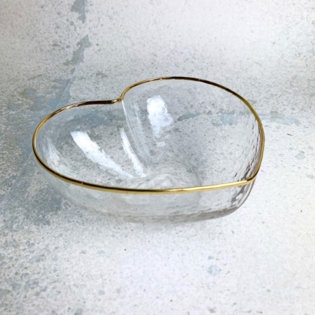 Gold Glass Heart Dish - Large